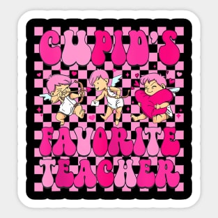 Groovy Cupids Favorite Teacher Happy Valentines Day Sticker